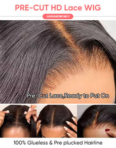 Wear And Go Glueless Wigs Pre Cut 4*4 HD Straight Lace Closure Wig