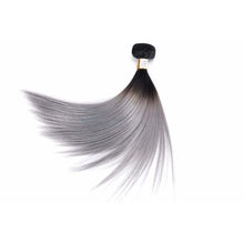 9A Grade 2-Tone Straight Hair Extensions - 1B/Silver Gray