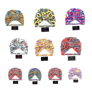 10-Pack Pre-Tied Flowery African Turban TB013