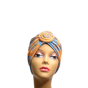 10-Pack Pre-Tied Flowery African Turban TB006