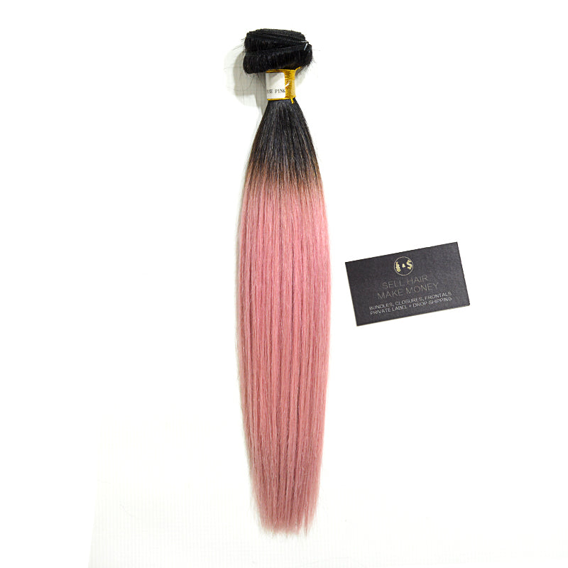9A Grade 2-Tone Straight Hair Extensions - 1B/Pink