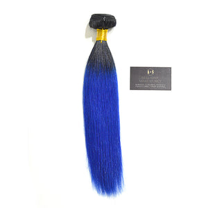 9A Grade 2-Tone Straight Hair Extensions - 1B/Blue